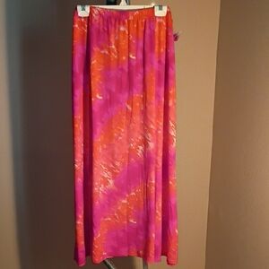 NWOT Susan Graver Pink and Orange Tye Die Maxi Skirt Size 2X